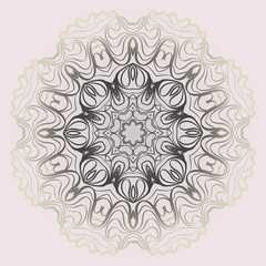 Design Mandala Ornament. Vector Illustration. Round Geometric Floral Pattern. Oriental Pattern. Indian, Moroccan, Mystic, Ottoman Motifs. Anti-Stress Therapy Pattern. Pastel color