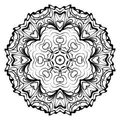 Mandala. Abstract Round Vector Illustration. Anti-Stress Therapy Pattern. Black, white