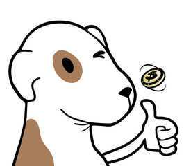 happy dog with dollar coin