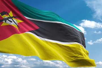Mozambique flag waving sky background 3D illustration