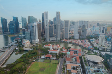 Fototapeta na wymiar Aerial view of Singapore CBD with office buildings