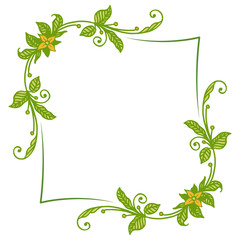 Vector illustration green leaf orange flower frame with pink flower frames hand drawn