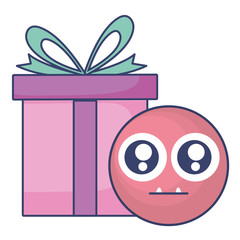 emoticon face with giftbox present