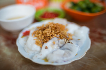 Traditional Vietnamese Banh Coun street food meal
