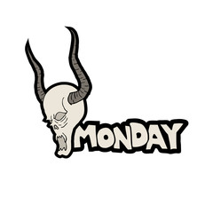 Monday and demon skull face