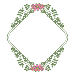 Vector illustration green leaf orange flower frame with pink flower frames hand drawn