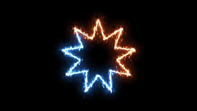 Fire and ice nine pointed star, bahaism symbol