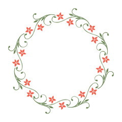 Vector illustration orange flower frame with greeting card hand drawn