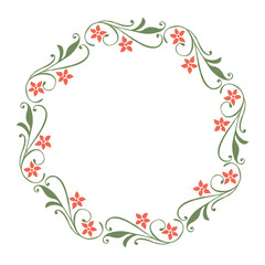 Vector illustration orange flower frame with greeting card hand drawn