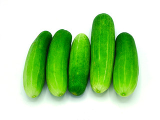 many fresh cucumbers isolated on white background - Image
