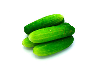 many fresh cucumbers isolated on white background - Image