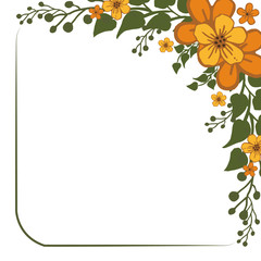 Vector illustration green leaf orange wreath frame for cards hand drawn