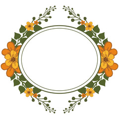 Vector illustration invitation card with abstrak orange flower frame hand drawn