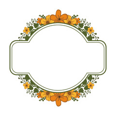 Vector illustration style orange wreath frames isolated on white background hand drawn