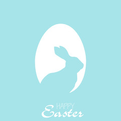 Happy Easter card with egg and rabbit. Vector
