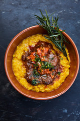 Risotto with beef stew
