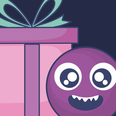 emoticon face with giftbox present