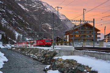 Electric Railway transportation from Täsch station to Zermatt. 