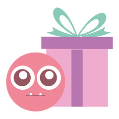 emoticon face with giftbox present