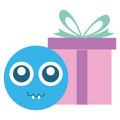 Obraz premium emoticon face with giftbox present