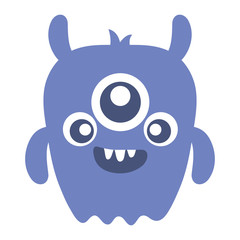 crazy monster with three eyes comic character