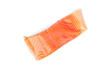Salted salmon isolated on white background.