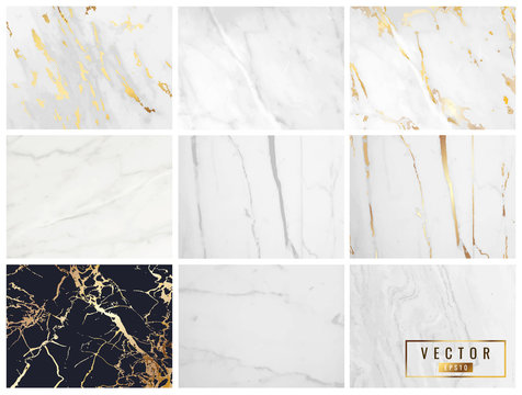 Luxury Black And White Marble White Gold Texture Background Collection.