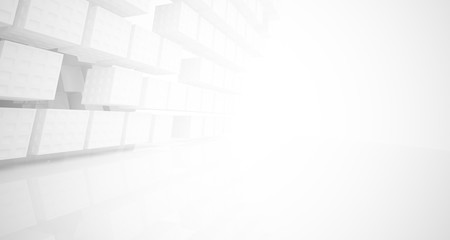 Fototapeta premium Abstract white parametric interior with window. 3D illustration and rendering.