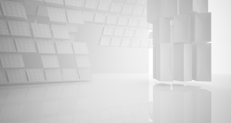 Fototapeta premium Abstract white parametric interior with window. 3D illustration and rendering.