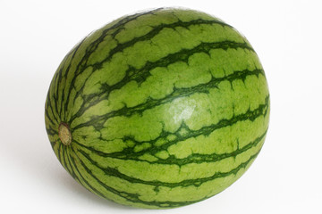 Whole Watermelon Isolated on White Backdrop