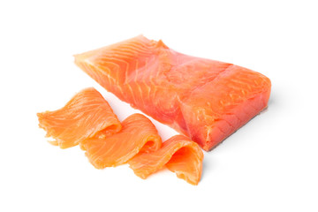 Salted salmon isolated on white background.