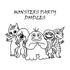 vector doodles monsters party