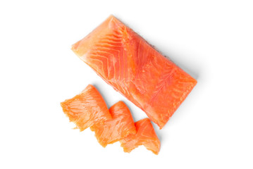 Salted salmon isolated on white background.