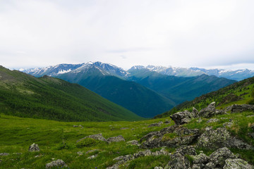 Fototapeta na wymiar Mountain ridge scenic view. Altai Mountains, Russia