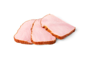 Smoked pork meat isolated on white background.