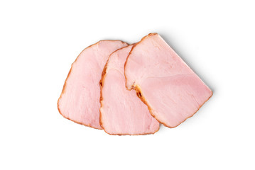 Smoked pork meat isolated on white background.