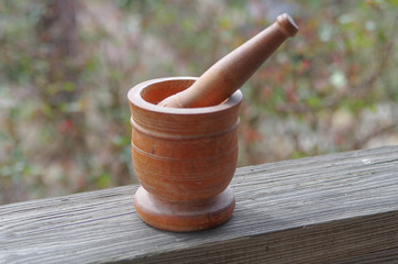 Wooden mortar and pestle from Guatemala