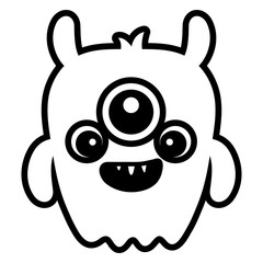 crazy monster with three eyes comic character