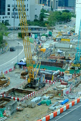 Cityscape of infrastructure contracture site 