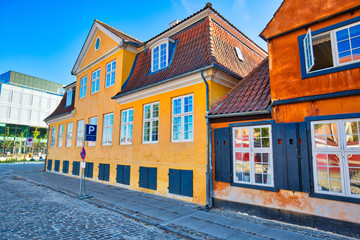 Scenic historic old city streets and river canals