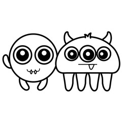 Fototapeta premium crazy monsters couple comic characters