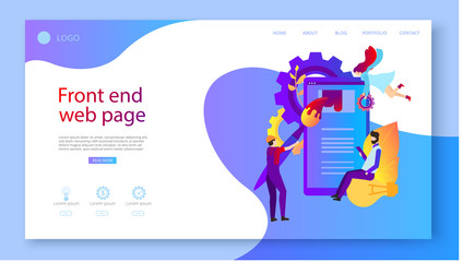 Front end web page. Mobile app design, creating and settings.