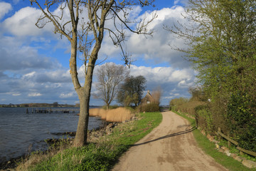 beautiful riverside view to the Schlei Fjord and the dreamy village Sieseby 