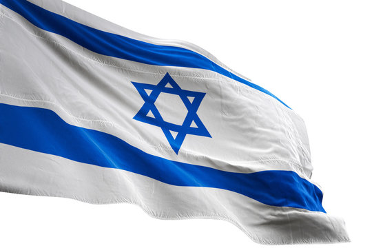 Israel flag waving isolated white background 3D illustration