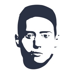 Man avatar. Front view. Male face silhouette or icon.