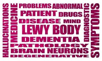 Lewy body dementia tags cloud. Connected lines with dots. Healthcare and medical background
