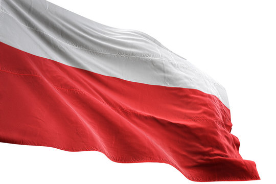 Poland flag waving isolated white background 3D illustration