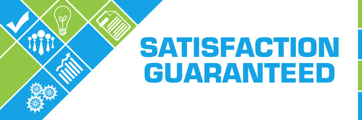 Satisfaction Guaranteed Business Symbols Green Blue Left Triangles 