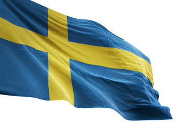 Sweden flag waving isolated white background 3D illustration