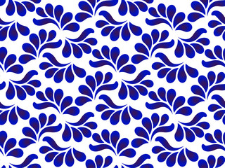 blue and white ceramic pattern with leaves